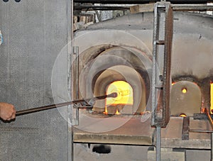 Detail of a glass furnace on the island of Murano. Italy.