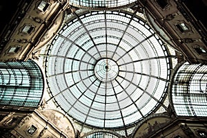 Detail of the glass roof of the Vittorio Emanuele II gallery