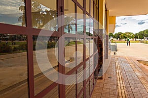 Detail of the GoiÃ¢nia Railway Station.