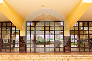 Detail of the GoiÃ¢nia Railway Station.