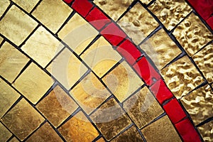 Detail of a gold cube mosaic