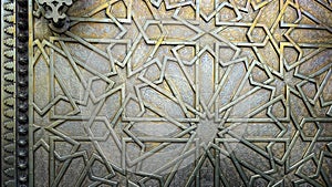 Detail of the golden doors of Dar el Makhzen, Royal Palace in Fes, Morocco