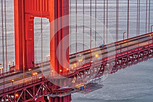 Detail of the Golden Gate Bridge in San Francisco