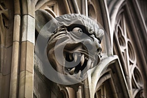 detail of a gothic stone gargoyle on a cathedral