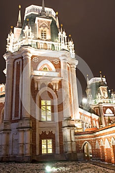 Detail of the grand palace in Tsaritsyno museum and park reserve.