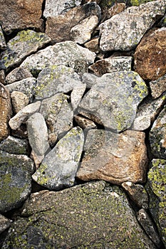 Detail of granite stones on a rubble field