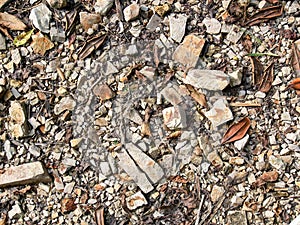 Detail of the gravel and clay of a rural road