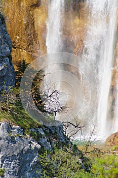 Detail of Great Waterfall on Plitvice Lakes