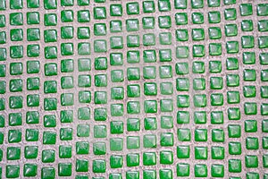 Detail green turquoise mosaic tile structure. Square tile