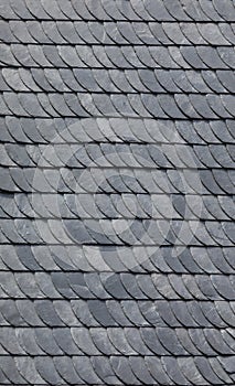 Detail of grey slate roofing