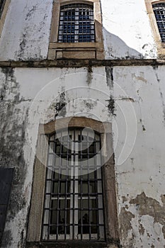 Detail of the grids on colonial jail on Tiradentes Square in Ouro Preto, Minas Gerais, Brazil