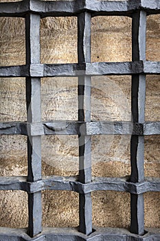 Detail of the grids on colonial jail on Tiradentes Square in Ouro Preto, Minas Gerais, Brazil