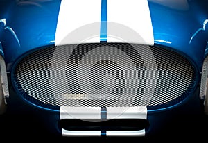 Detail of Grille of Blue and White Striped car