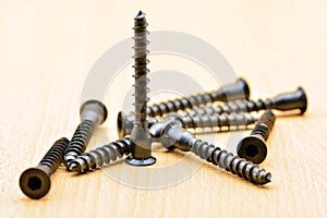 Detail of a group of self-tapping screws photo