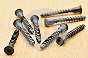 Detail of a group of self-tapping screws photo