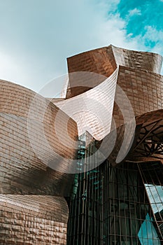Detail of the Guggenheim museum building in Bilbao, Spain