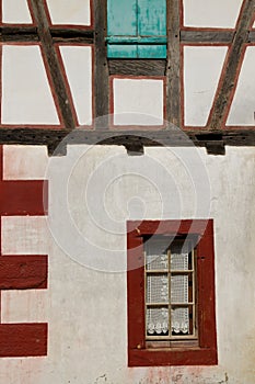 Detail of half timbered house at the ecomusee in Alsace