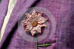 detail of a hand-sewn buttonhole on garment