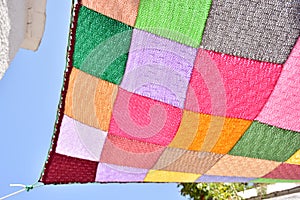 Detail of handmade woolen jarapas photo