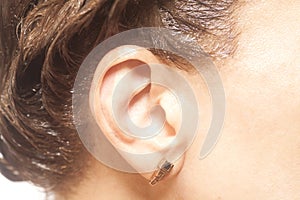 Detail of the head female human ear