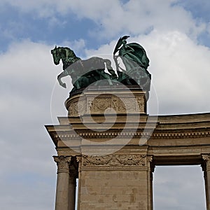 Detail at Heroes& x27; Square in Budapest, Hungary