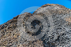 Detail of hexagonal basalt rocks at Hljodaklettar on Iceland