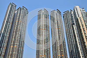 The detail of the high density residential building in Hong Kong.