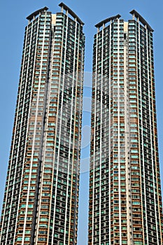 The detail of the high density residential building in Hong Kong.