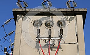 detail of the high voltage electrical cables in the substation photo