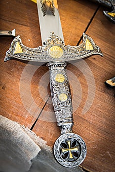 Detail of the hilt of a sword. photo