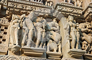 Detail of hindu temple in Khajuraho,India
