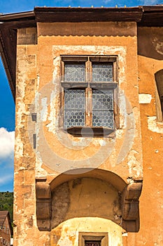 Detail of historic building in Kremnica, important medieval mini