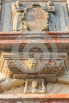 Detail of a historic house on the market square of Weimar