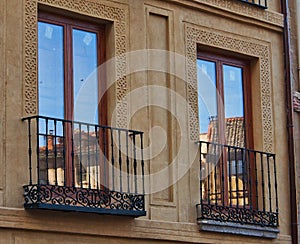 Reflections in Windows, Historic Segovia, Spain