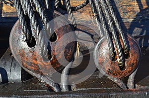 Detail of a historic sail ship photo