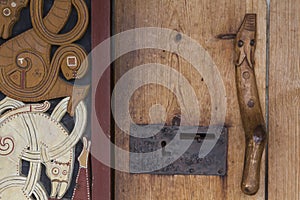 Detail of a historic wooden door