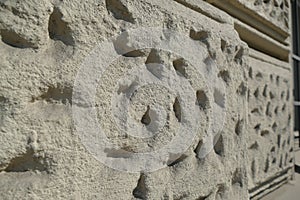 Detail of historical wall plaster made blocks