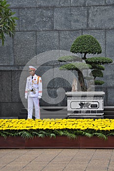 Detail of Ho Chi Minh Tomb mausoleum in Hanoi, Vietnam