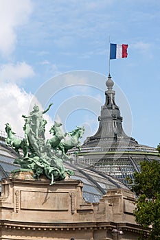 Detail of horse sculpture at Grand Palace in Paris