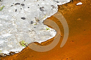 The detail of the hot spring in the Firehole Lake Drive