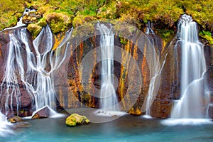 Detail of the Hraunfossar falls