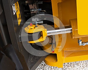 Detail of hydraulic bulldozer piston excavator arm