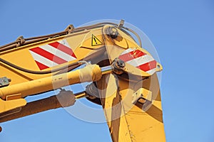 Detail of hydraulic bulldozer piston excavator arm