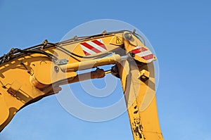 Detail of hydraulic bulldozer piston excavator arm