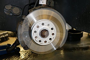 Detail image of car brakes.