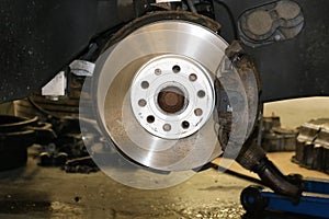 Detail image of car brakes.