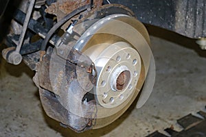 Detail image of car brakes.