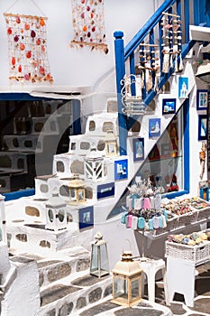 Detail image from a greek touristic shop on Mykonos island, Greece photo