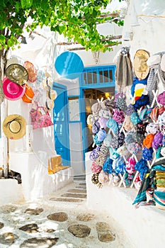 Detail image from a greek touristic shop on Mykonos island photo