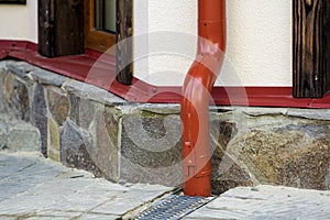 Detail image of gutter pipe of a new house